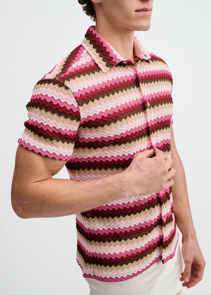 St33le Open Knit Chevron SS Shirt