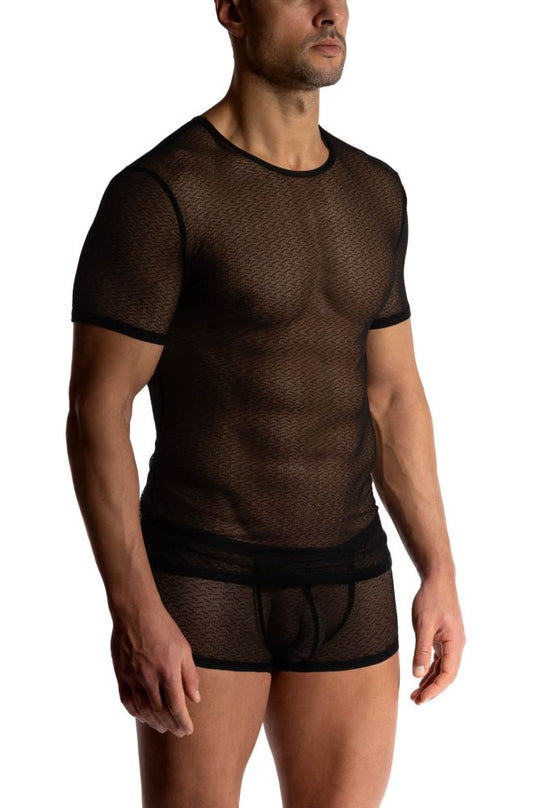 MANSTORE Black Graphic Lace Tee