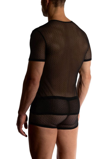 MANSTORE Black Graphic Lace Tee