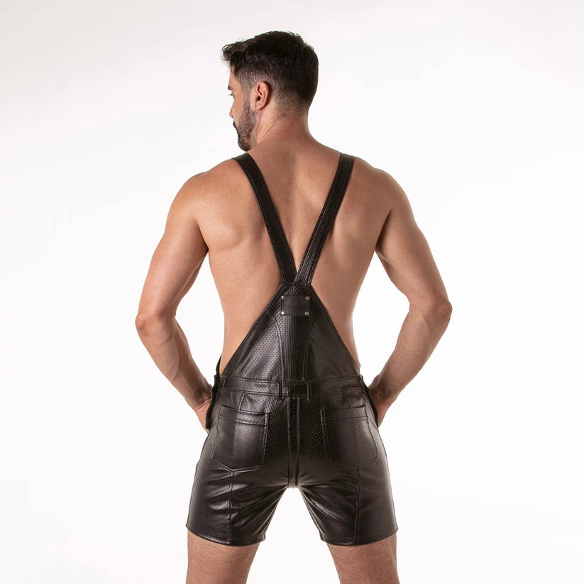 Locker Gear Punch Hole Leatherette Short Overalls