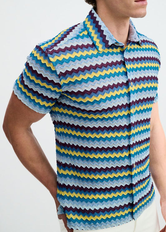 St33le Open Knit Chevron SS Shirt