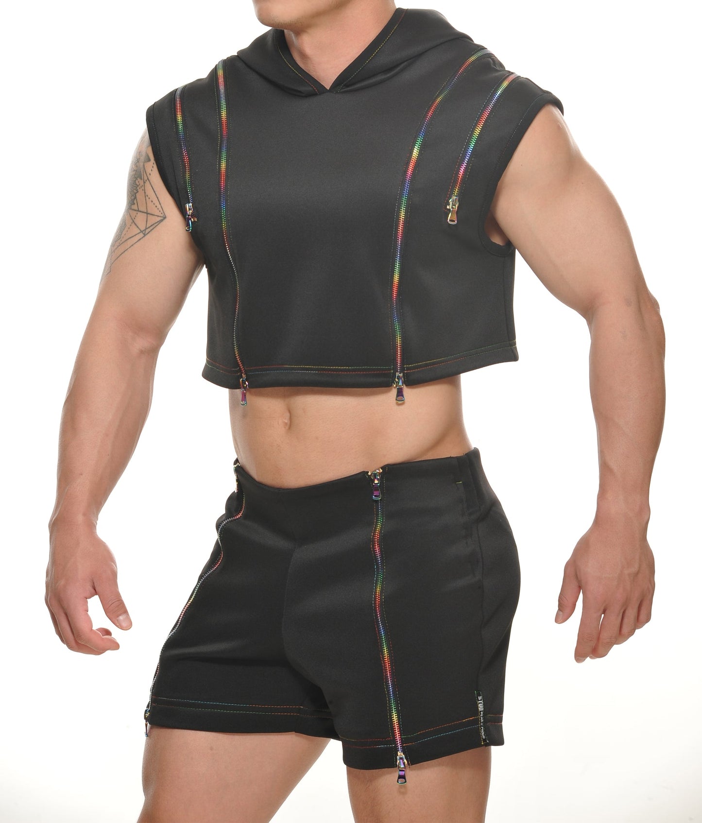 Stud Pax Pride Zipper Crop Hoodie