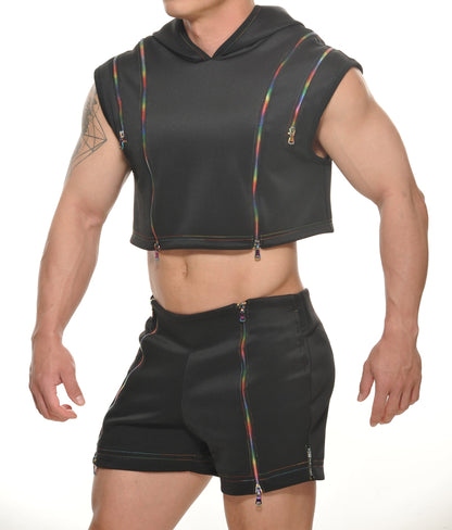 Stud Pax Pride Zipper Crop Hoodie