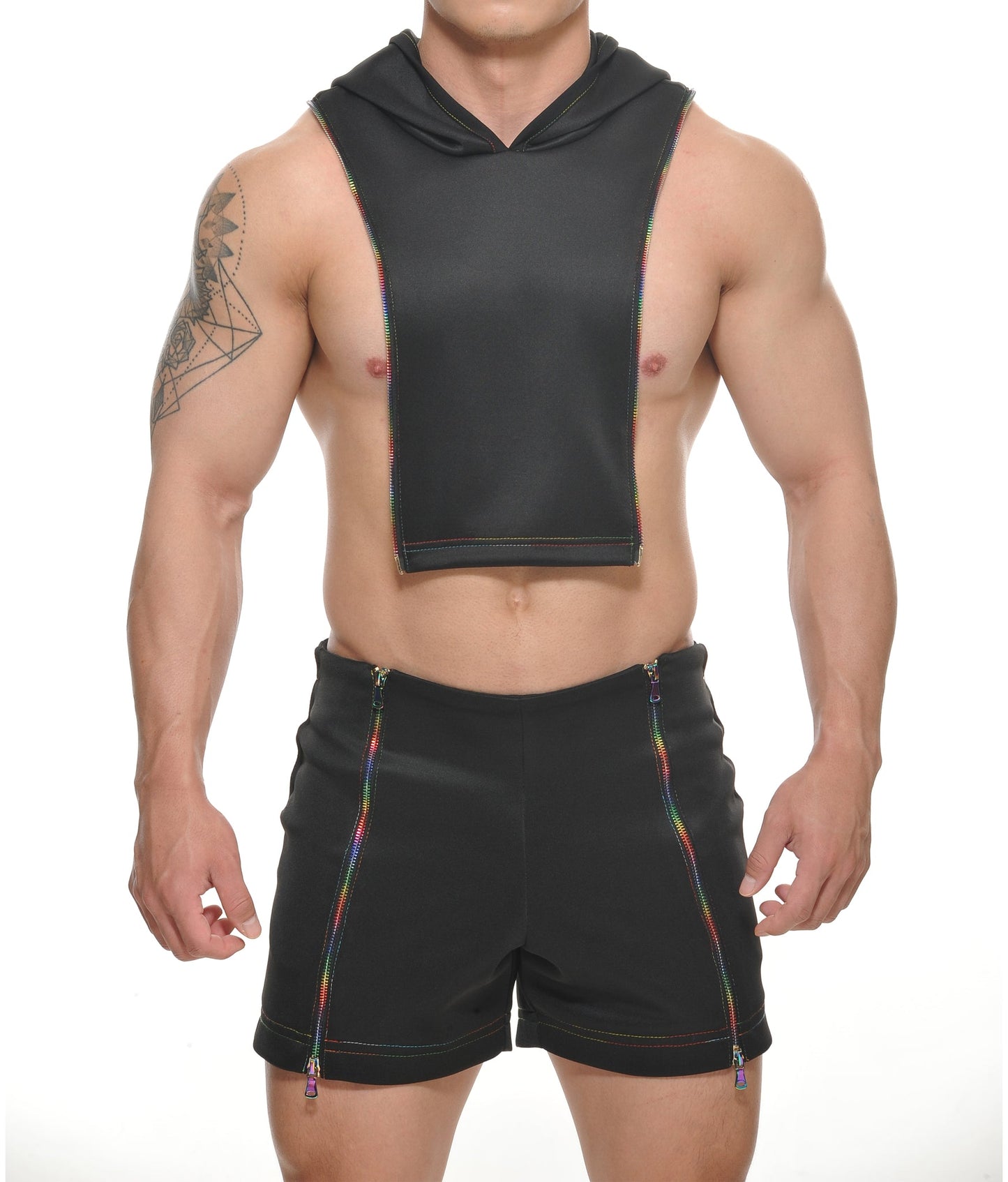 Stud Pax Pride Zipper Crop Hoodie