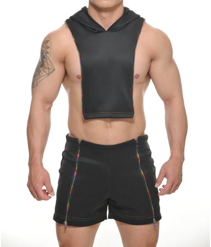 Stud Pax Pride Zipper Crop Hoodie
