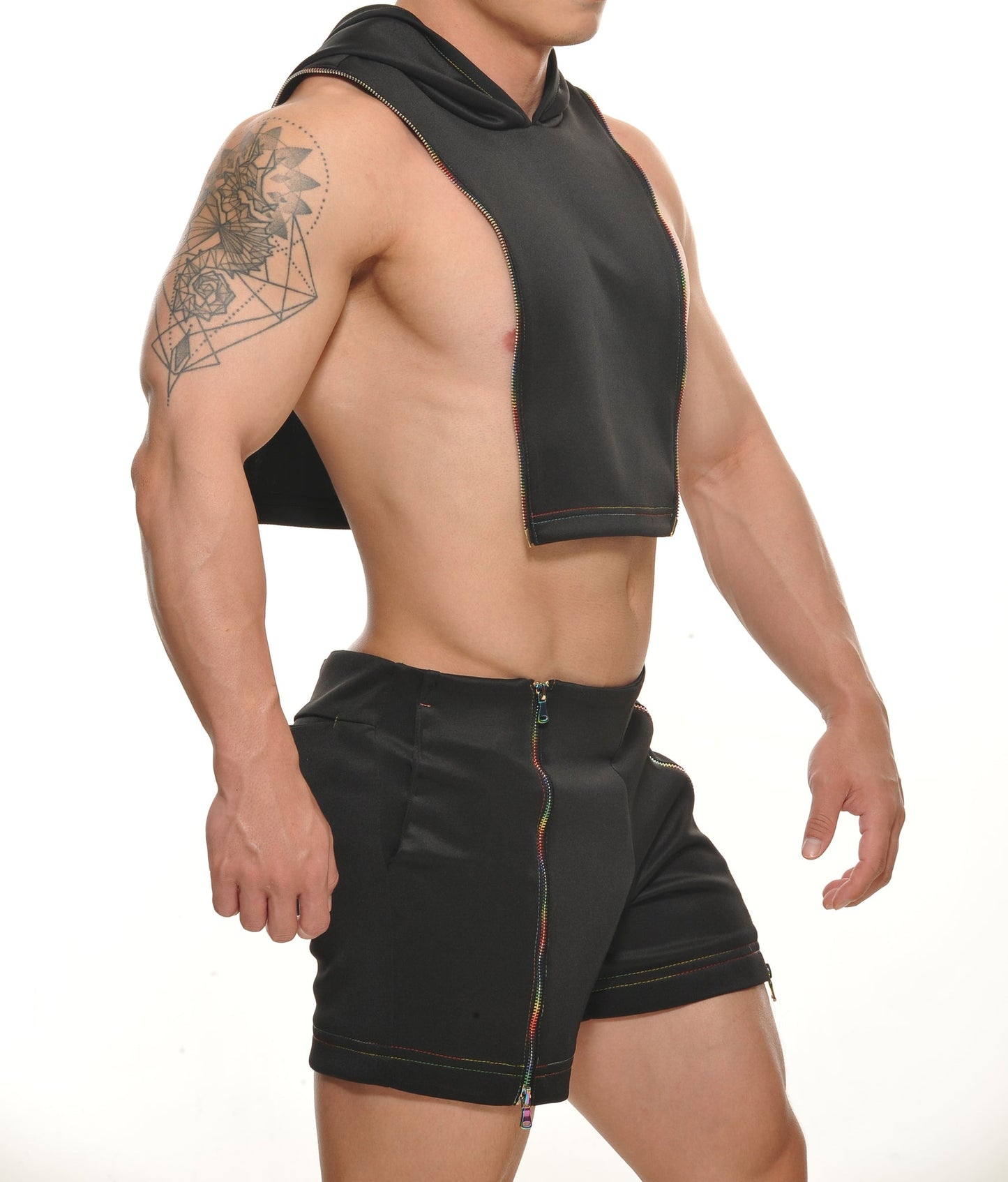 Stud Pax Pride Zipper Crop Hoodie
