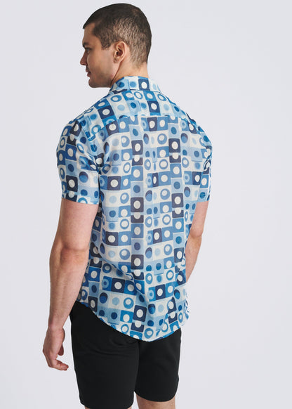 Postmarc Squares Printed Cotton/Silk SS Shirt