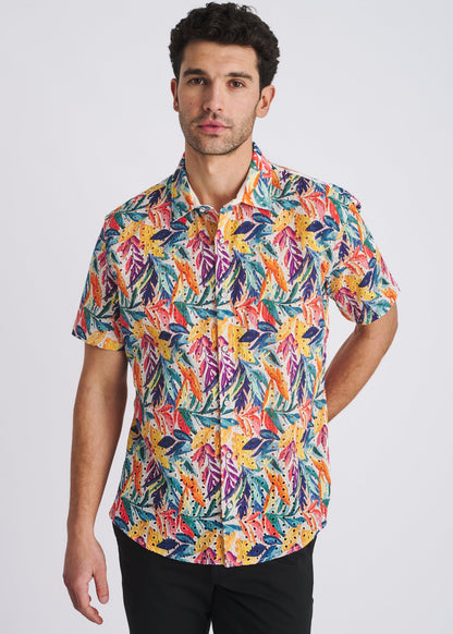Postmarc Rainbow Leaves Woven SS Shirt