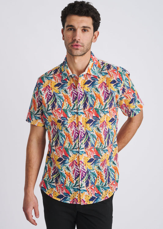 Postmarc Rainbow Leaves Woven SS Shirt