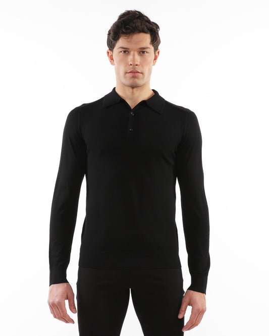 PostMarc Black 3 Button Lightweight Knit Sweater