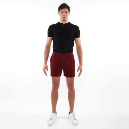 Postmarc Maroon 6" Textured Stretch Knit Chino Shorts