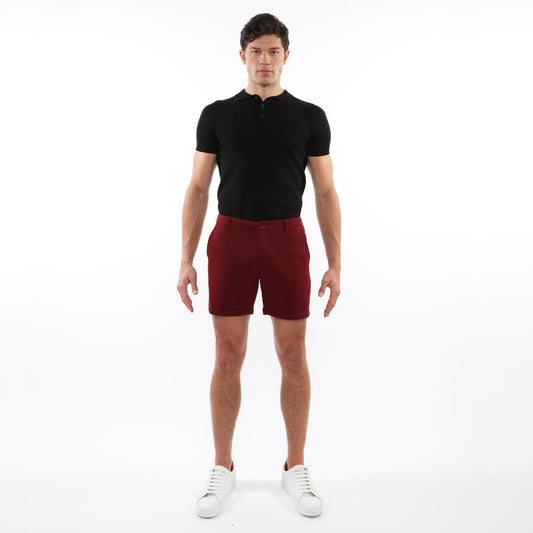 Postmarc Maroon 6" Textured Stretch Knit Chino Shorts