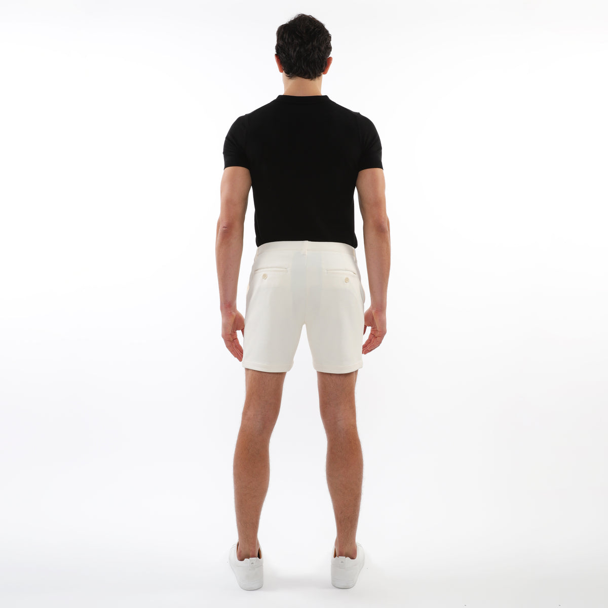 Postmarc  Off  White 6" Textured Stretch Knit Chino Shorts