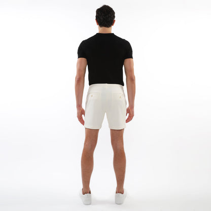 Postmarc  Off  White 6" Textured Stretch Knit Chino Shorts
