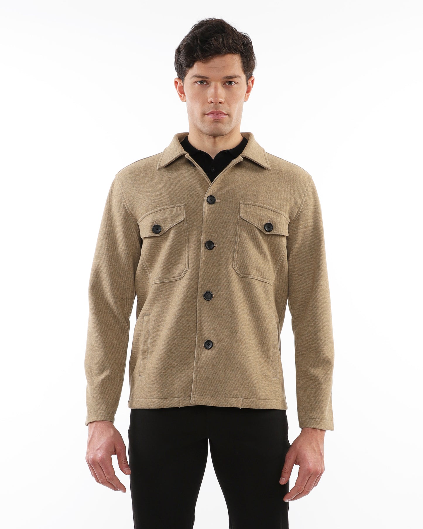 PostMarc Camel Wool-Look Stretch Knit Jacket