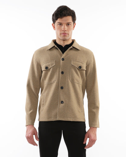 PostMarc Camel Wool-Look Stretch Knit Jacket