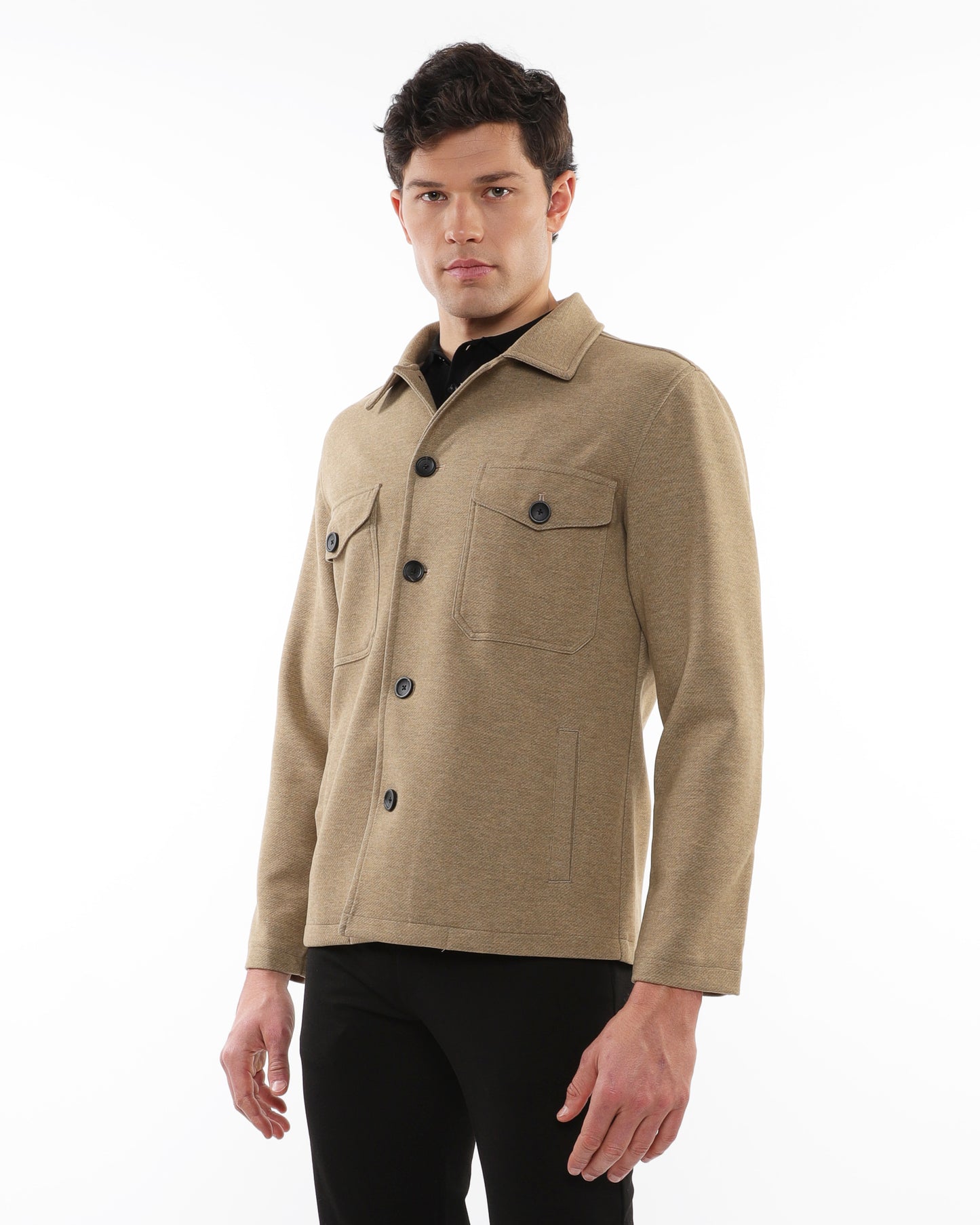 PostMarc Camel Wool-Look Stretch Knit Jacket