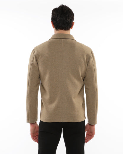 PostMarc Camel Wool-Look Stretch Knit Jacket