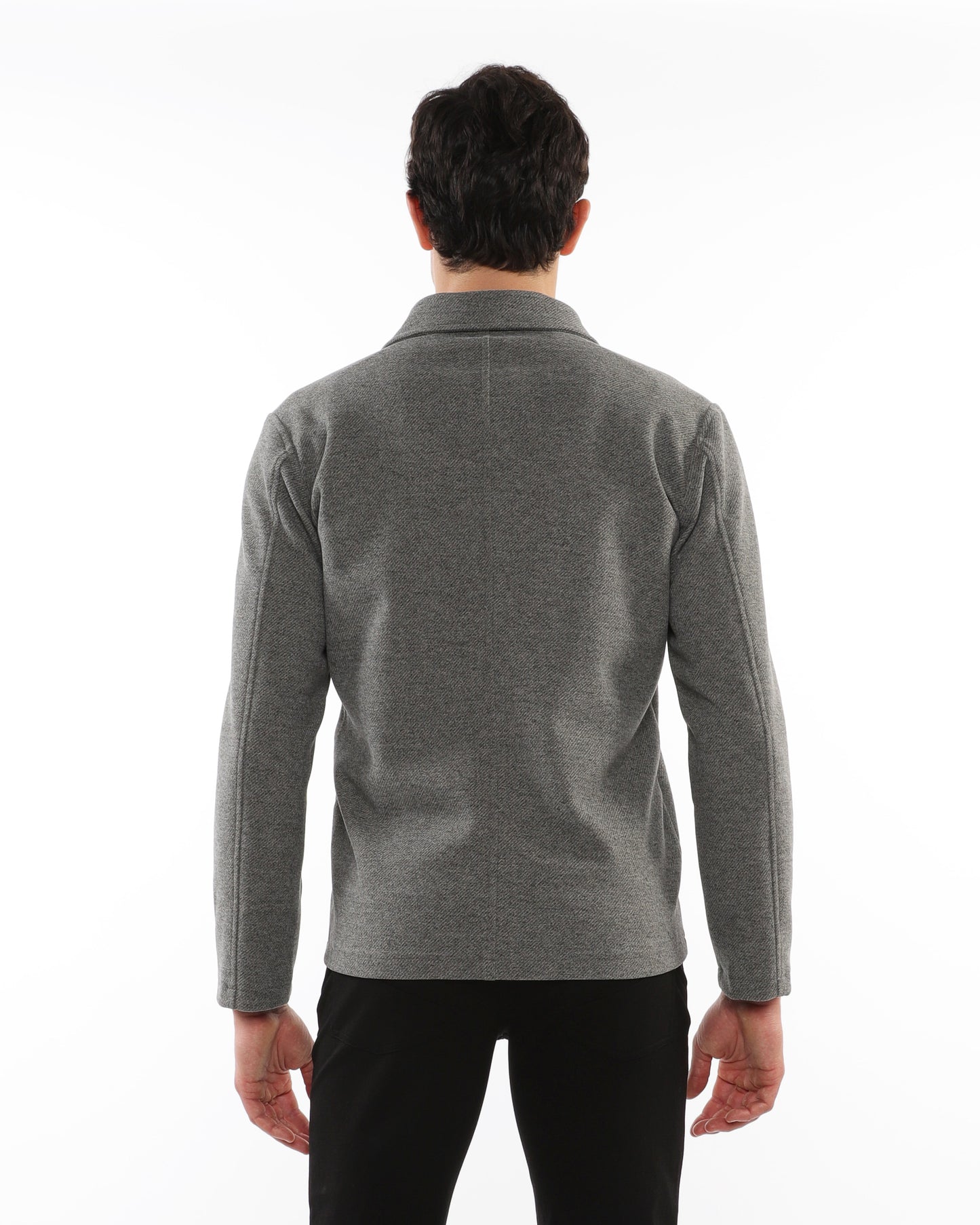 PostMarc Grey Wool-Look Stretch Knit Jacket