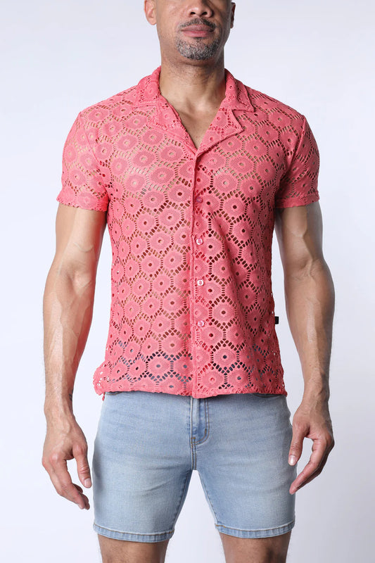 Timoteo Palermo Button Down Mesh Shirt