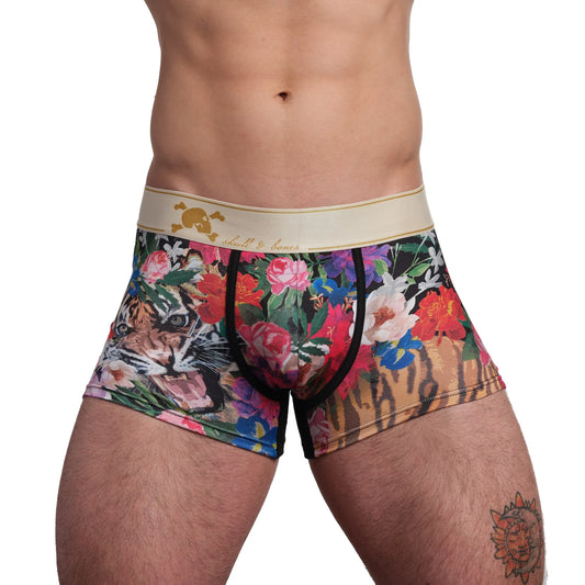 Skull & Bones Painted Floral Tiger Trunk