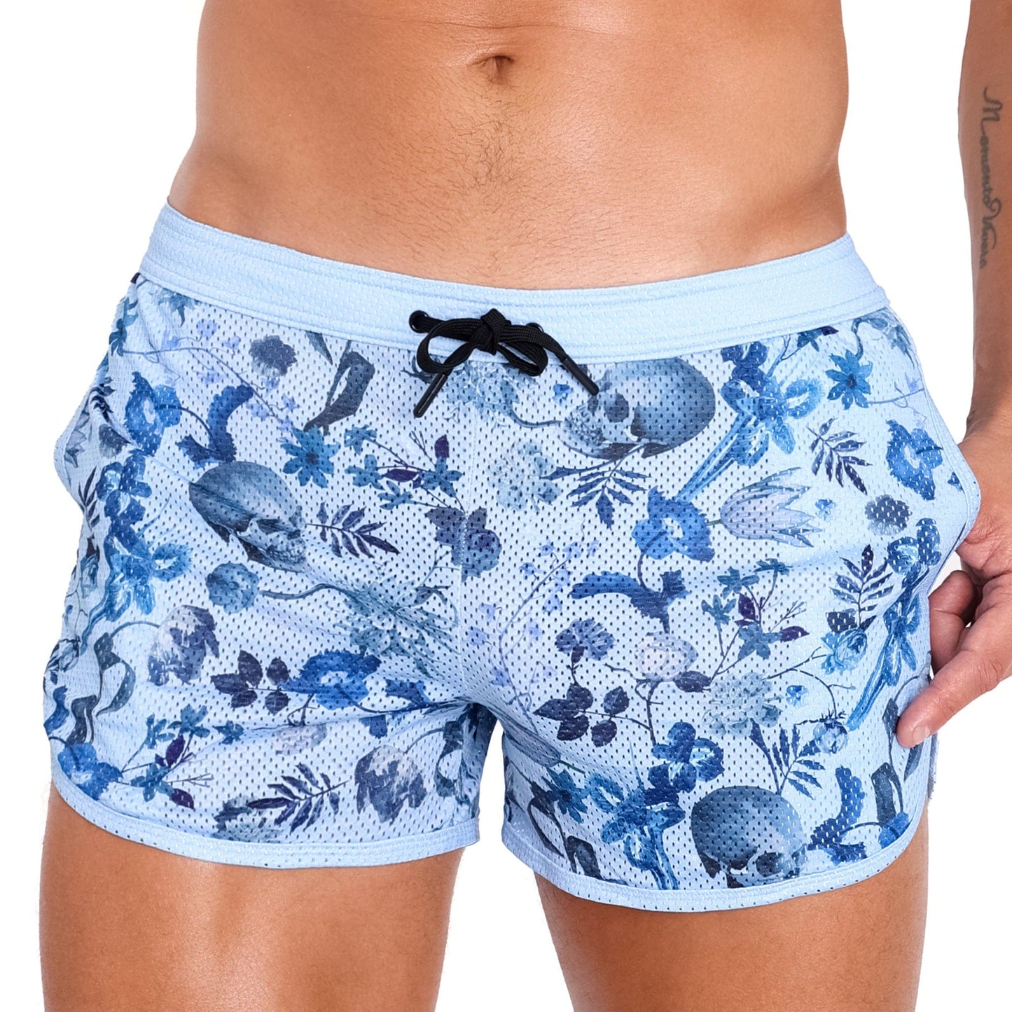 Skull & Bones Dutch Floral Sky Blue Mesh Short