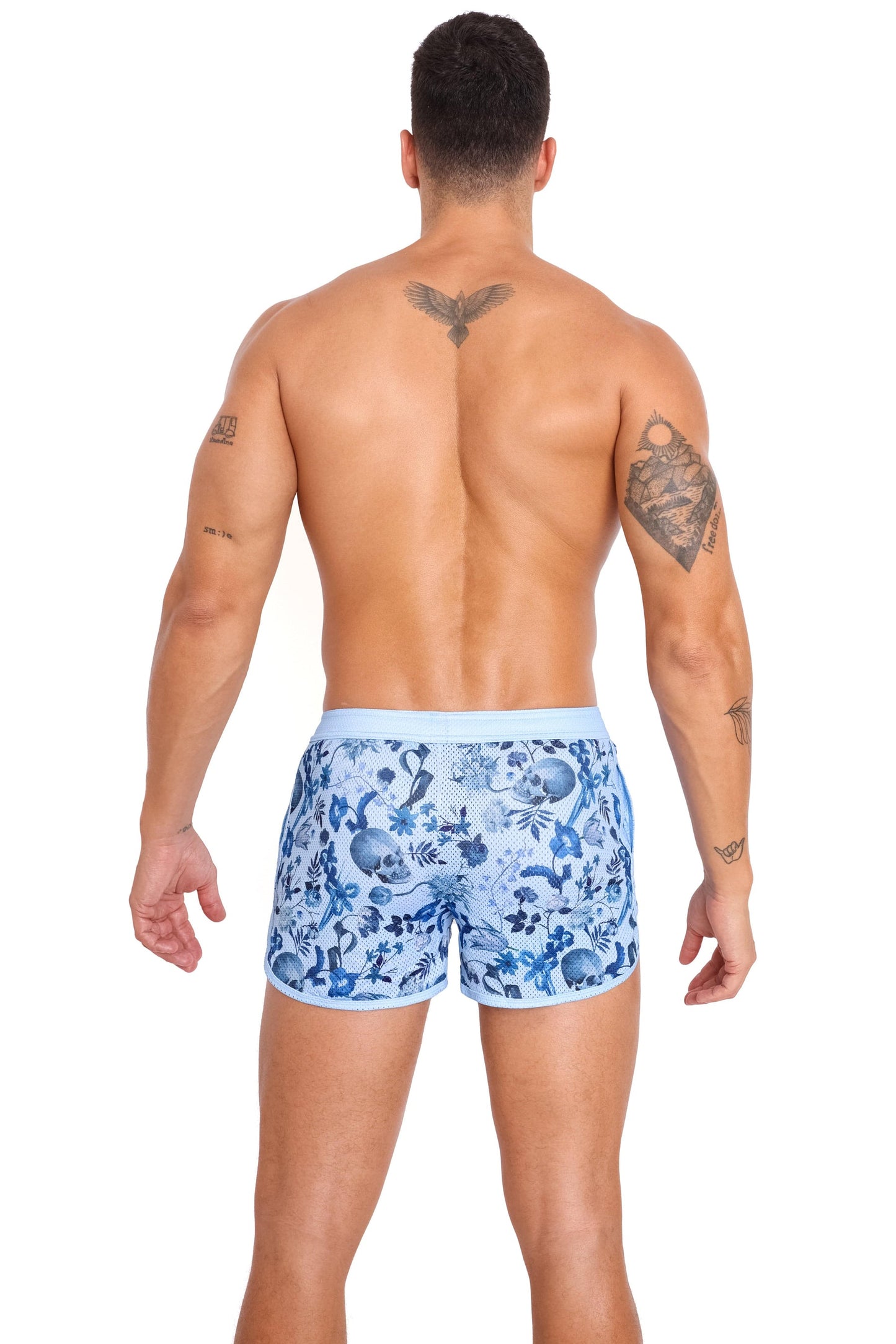 Skull & Bones Dutch Floral Sky Blue Mesh Short