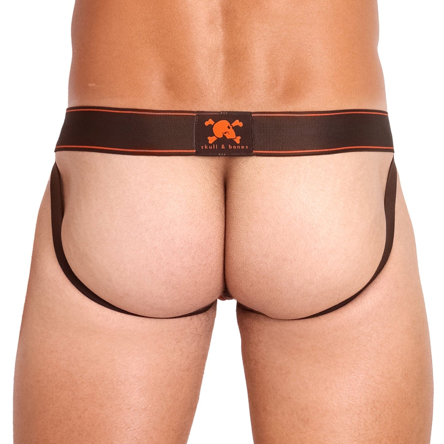 Skull & Bones Tartan Plaid Orange Jock
