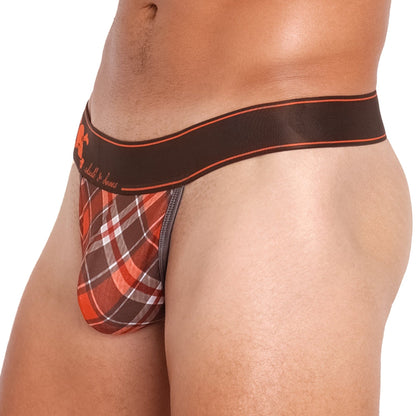 Skull & Bones Tartan Plaid Orange Thong