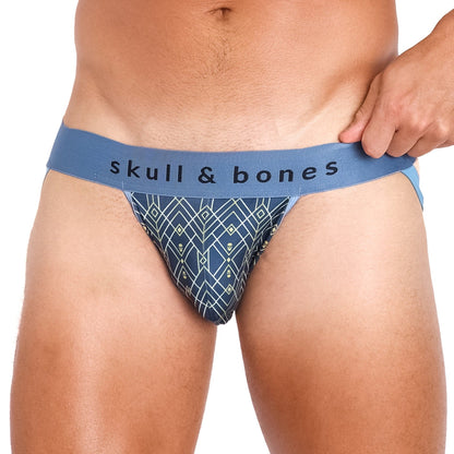 Skull & Bones Art Deco Blue Jock