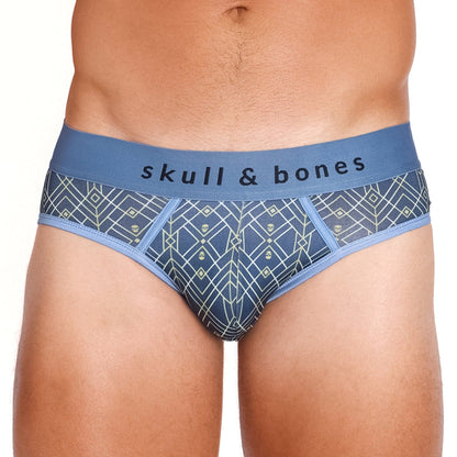 Skull & Bones Art Deco Blue Brief