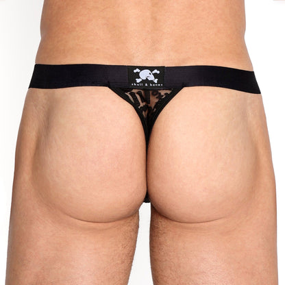 Skull & Bones Love Bites Black Burnout Thong