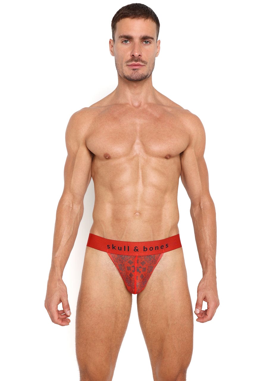 Skull & Bones Red Hearts Sheer Mesh thong