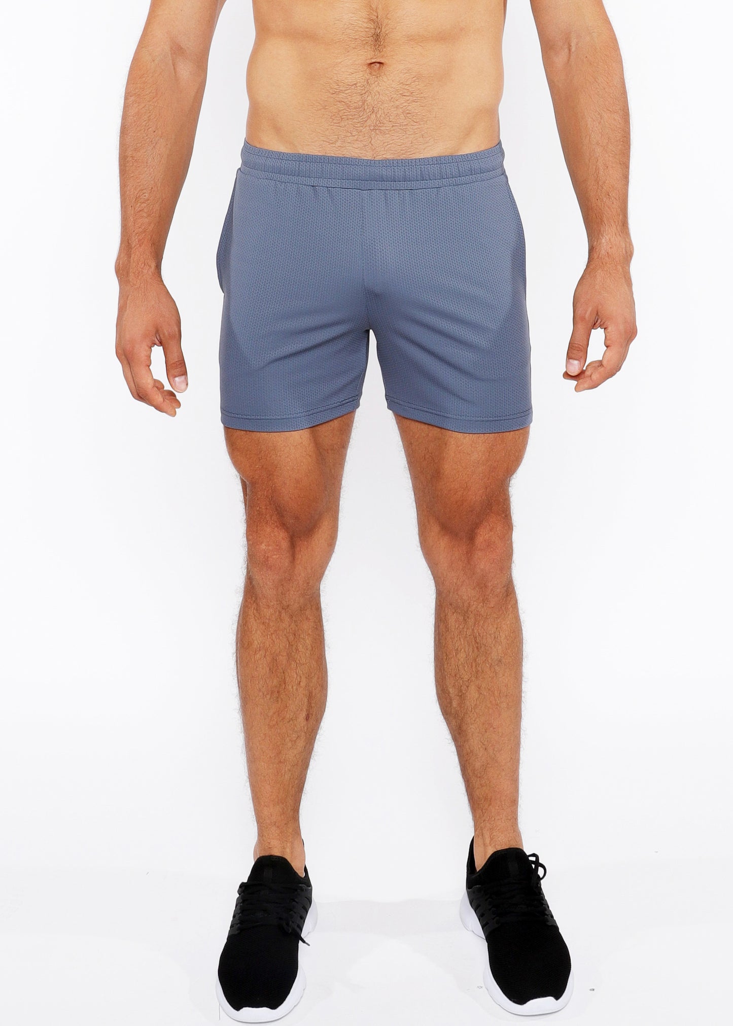 St33le Slate Grey Textured Mesh Performance Shorts