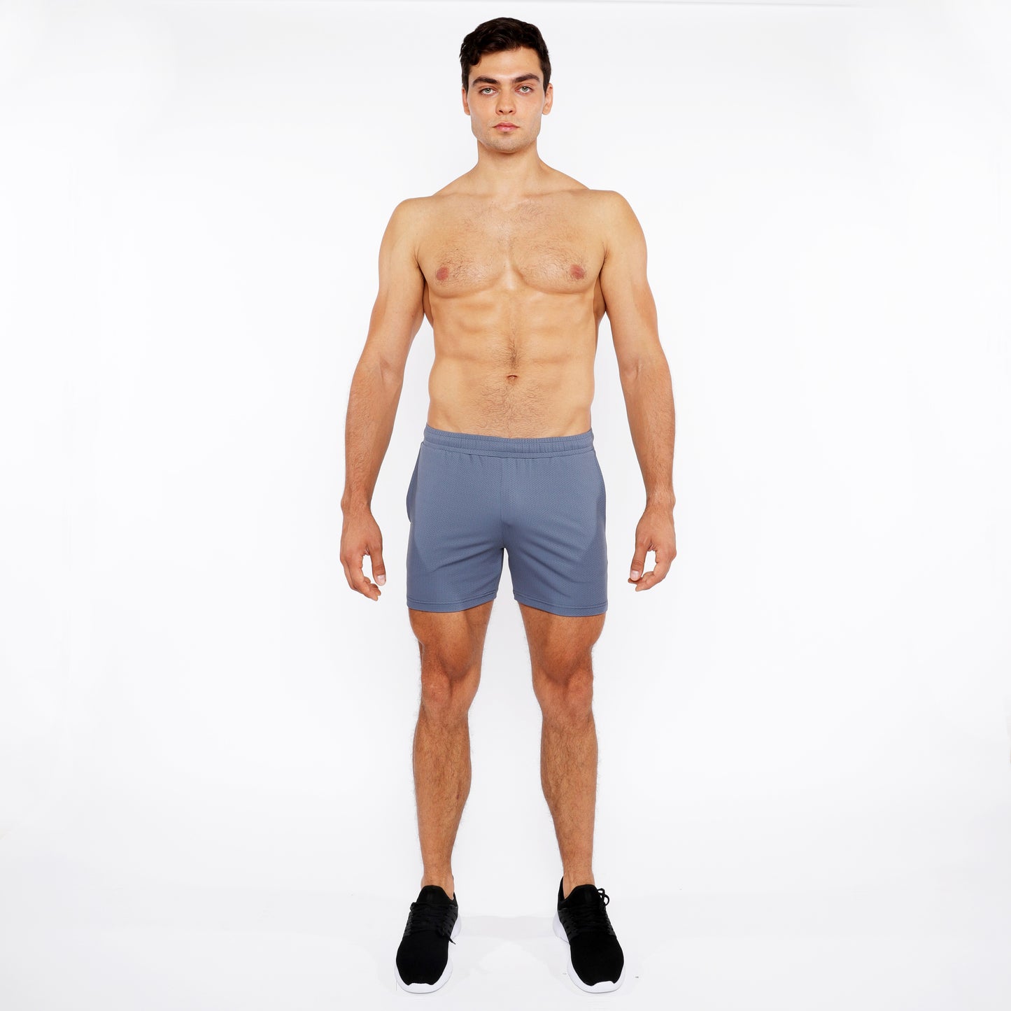 St33le Slate Grey Textured Mesh Performance Shorts