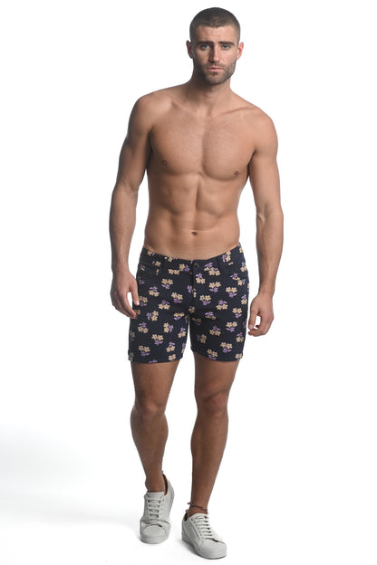 St33le Purple Floral Jacquard Short