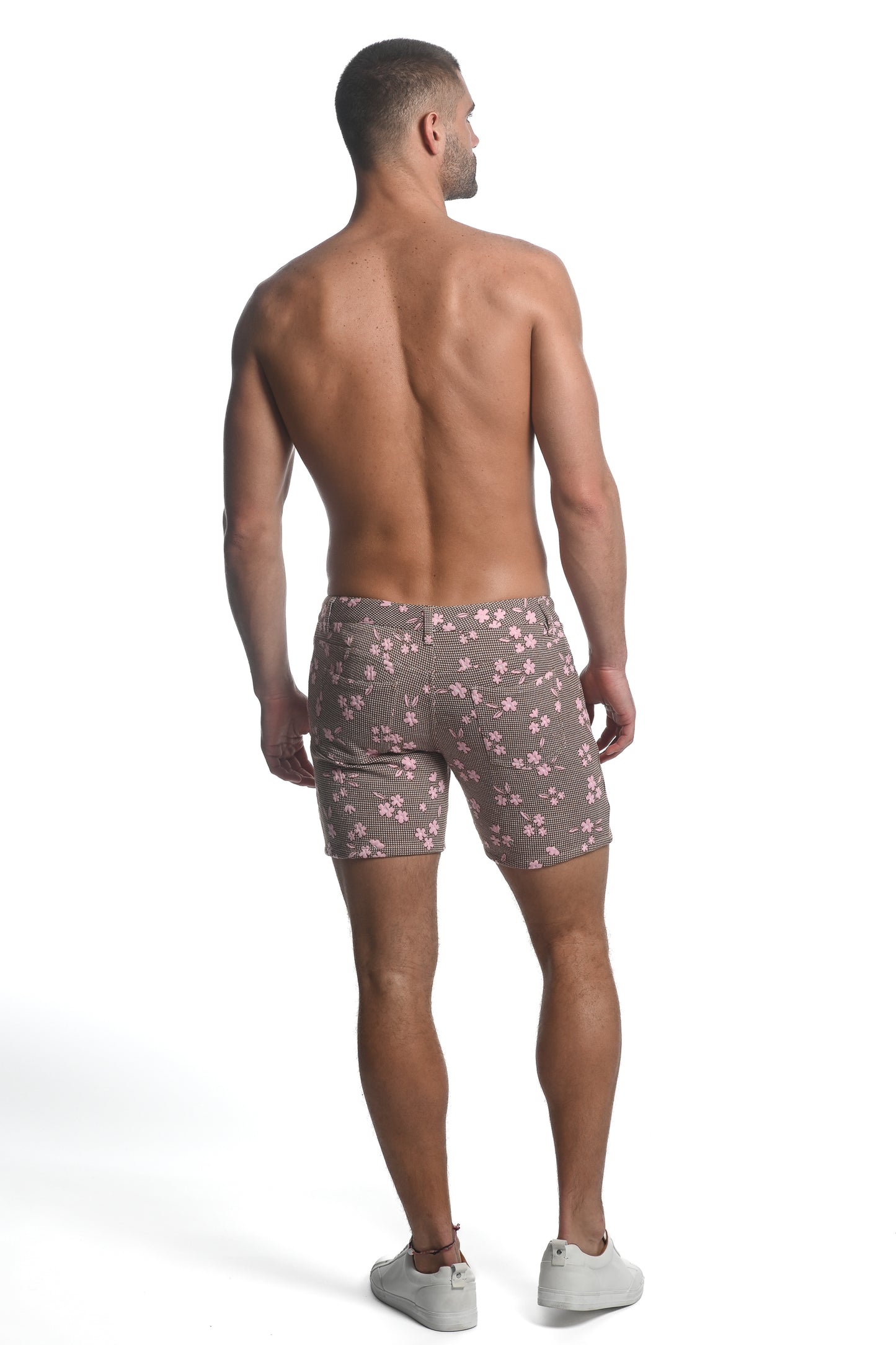 St33le Pink Houndstooth Jaquard Knit Short