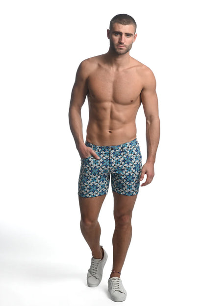 St33le Teal Star Fleur Knit Shorts