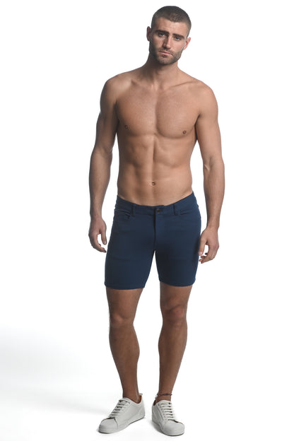 St33le Harbor Blue Solid Knit Short