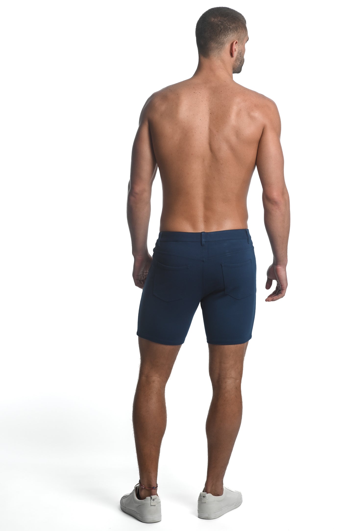 St33le Harbor Blue Solid Knit Short