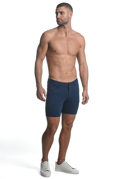 St33le Harbor Blue Solid Knit Short