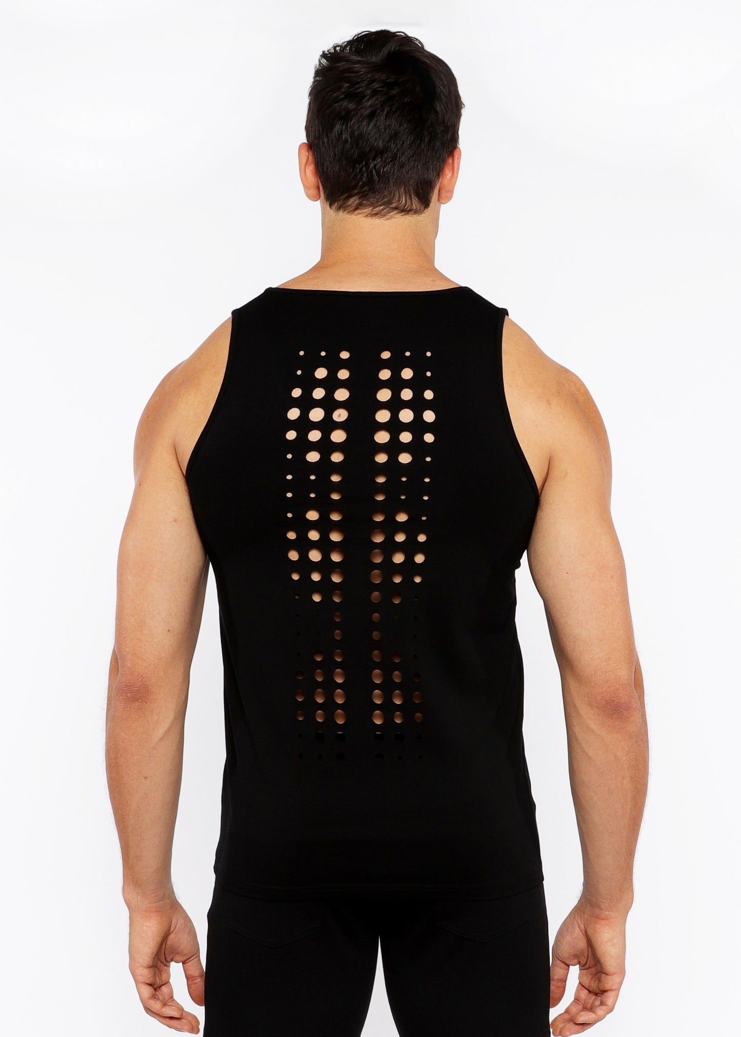 St33le Laser Cut Circular Spine Tank Tops