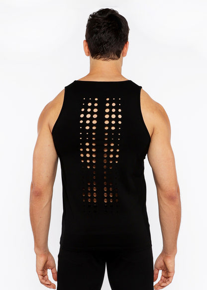 St33le Laser Cut Circular Spine Tank Tops
