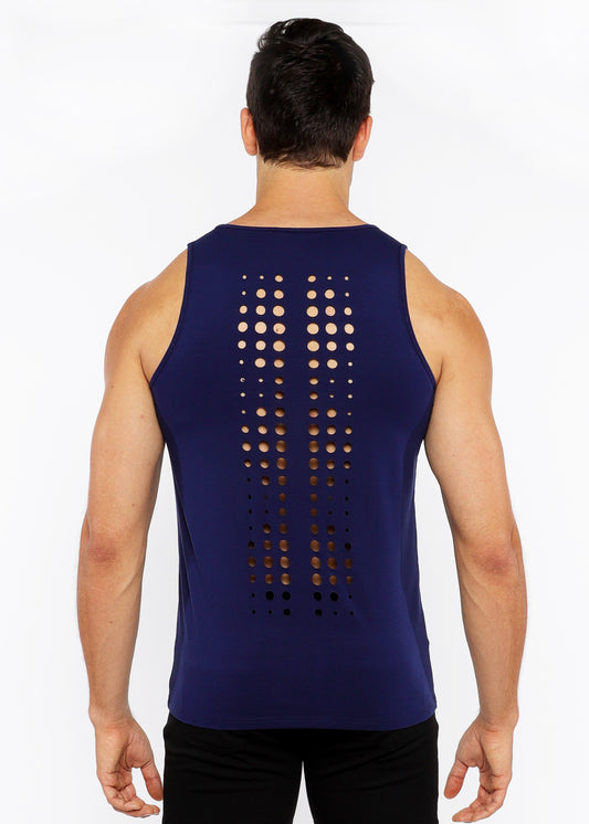 St33le Laser Cut Circular Spine Tank Tops