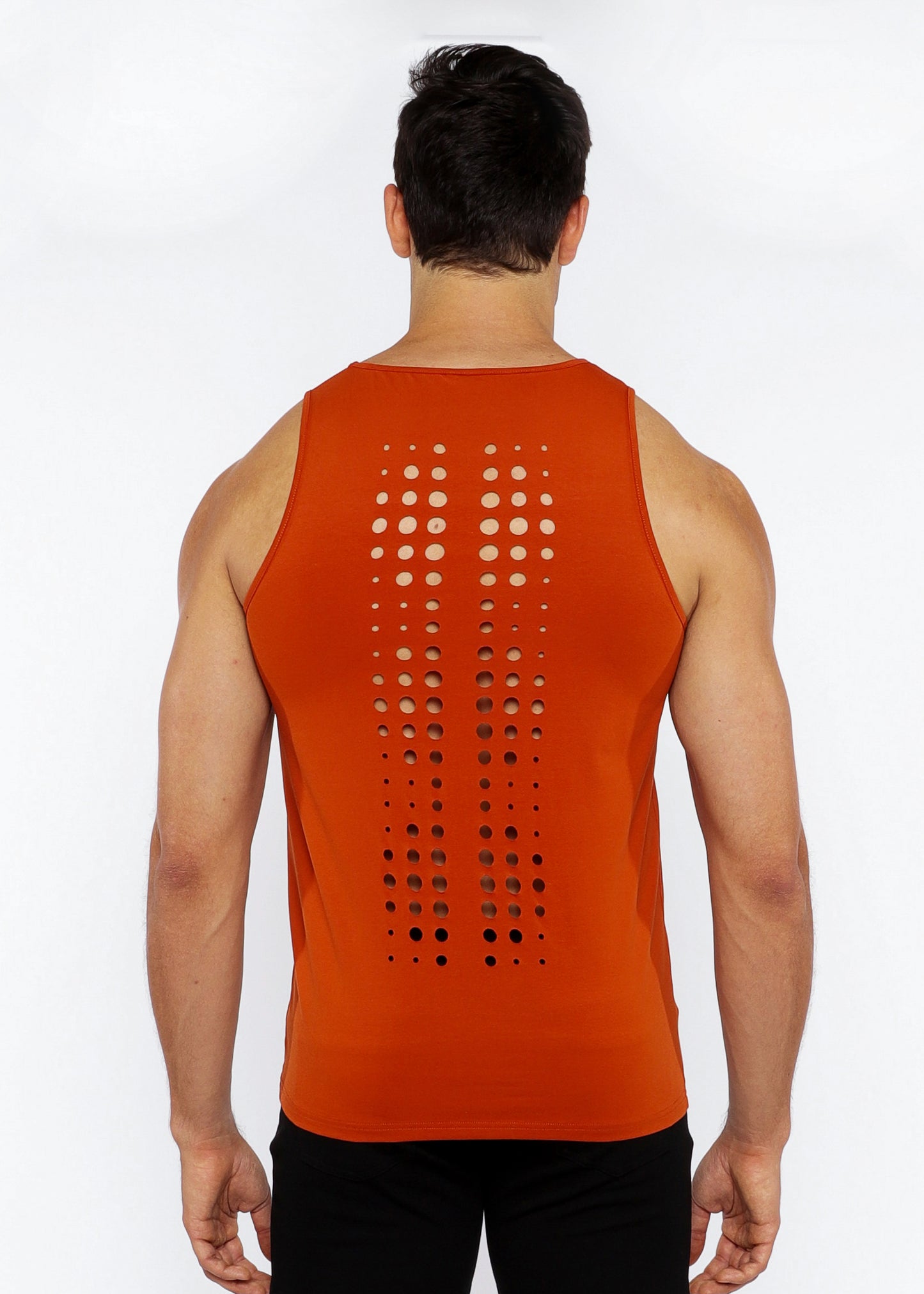 St33le Laser Cut Circular Spine Tank Tops