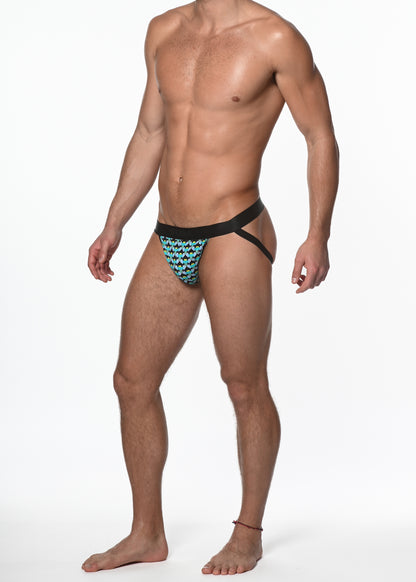 St33le Aqua/Periwinkle Matrix Cotton Jockstrap