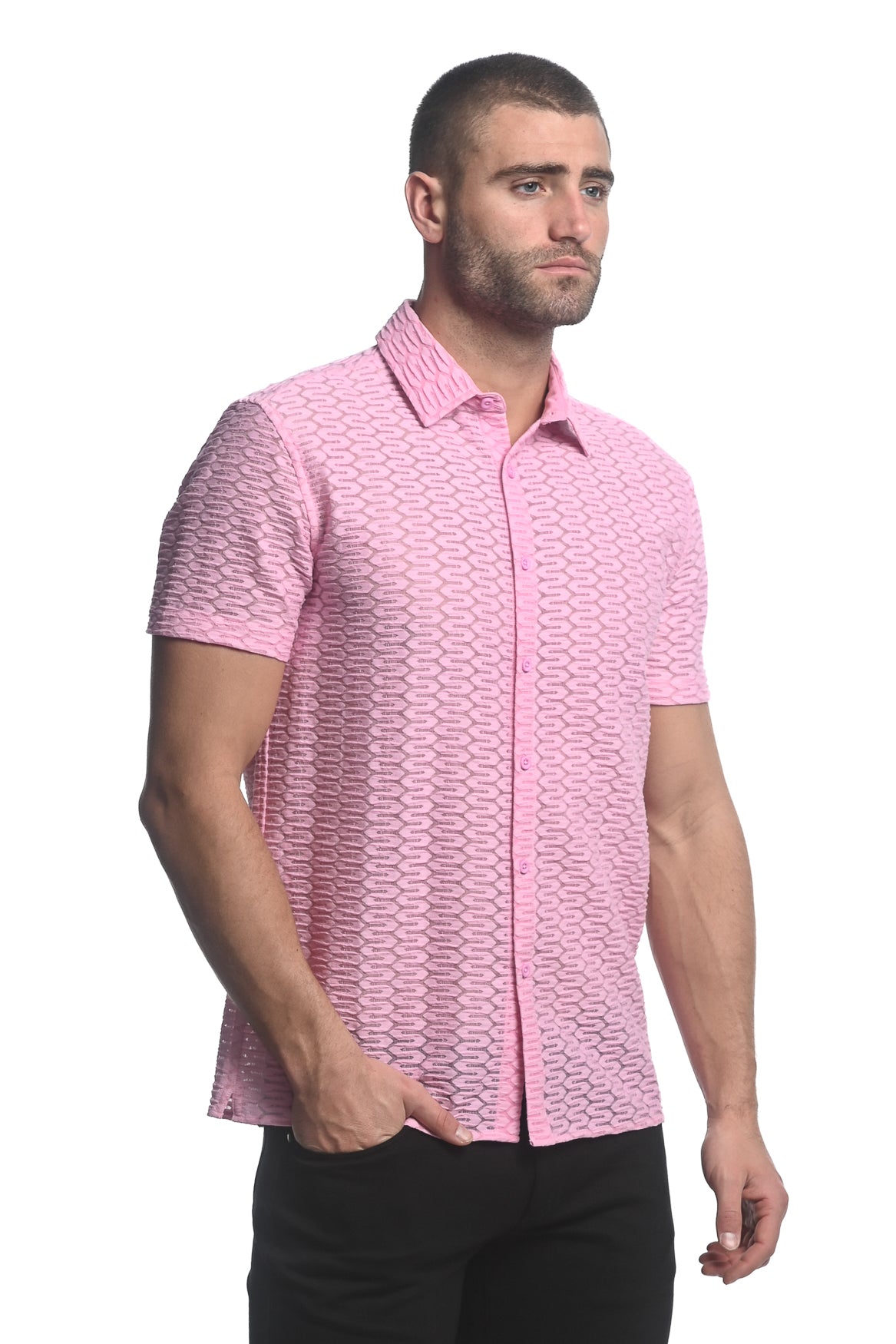 St33le Dusty Pink Hex Gossamer Shirt