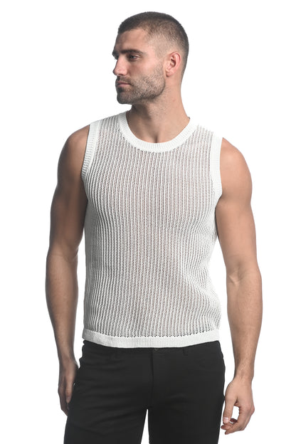 St33le White Vertical Knitted Tank