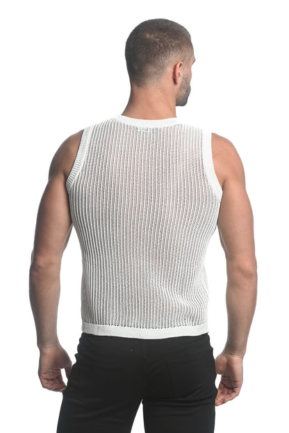 St33le White Vertical Knitted Tank