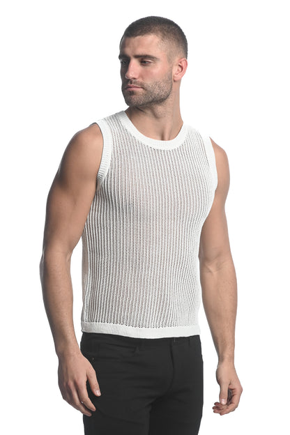 St33le White Vertical Knitted Tank